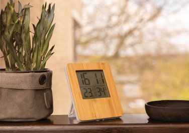 Logo trade advertising products image of: Bamboo weather station